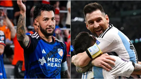 Luciano Acosta, Nahuel Molina y Lionel Messi.