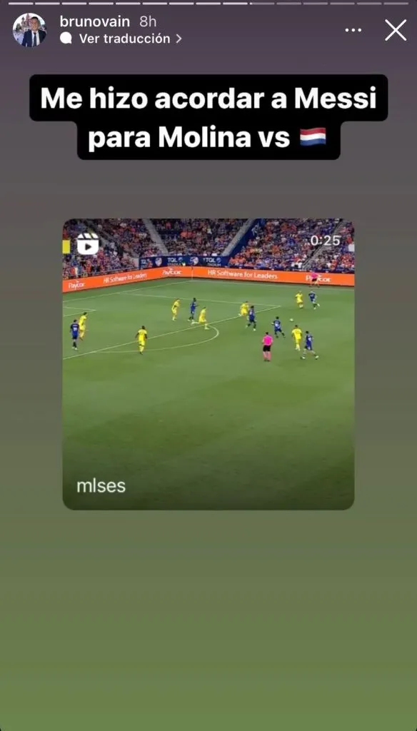 Comparan el gol de Messi y Molina (Foto: Intagram / @brunovain)