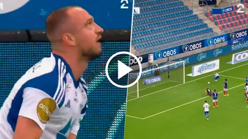 Veton Berisha, jugador del Molde FK, erró un gol imposible ante el Valerenga en un encuentro de la primera división de Noruega.