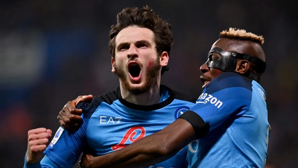 Kvaratskhelia y Osimhen, las figuras del Napoli campeón de la Serie A (Getty Images).