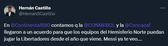 Acuerdo Conmebol-Concacaf para la Libertadores (Twitter @HernanSCastillo).