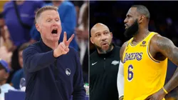 Steve Kerr, Darvin Ham y LeBron James.