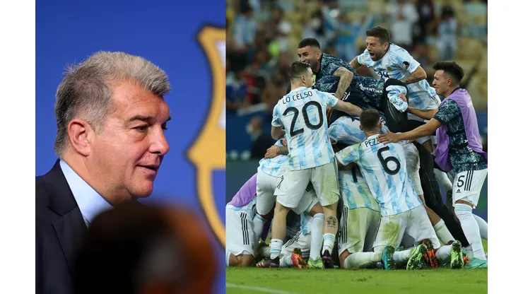 Joan Laporta y jugadores Argentina.