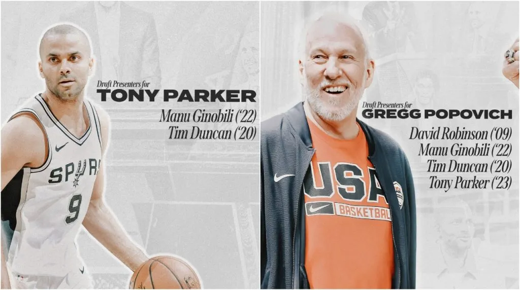 Tony Parker y Gregg Popovich eligieron a Manu para presentarlos en Salón de la Fama (Foto: Twitter / @Hoophall)