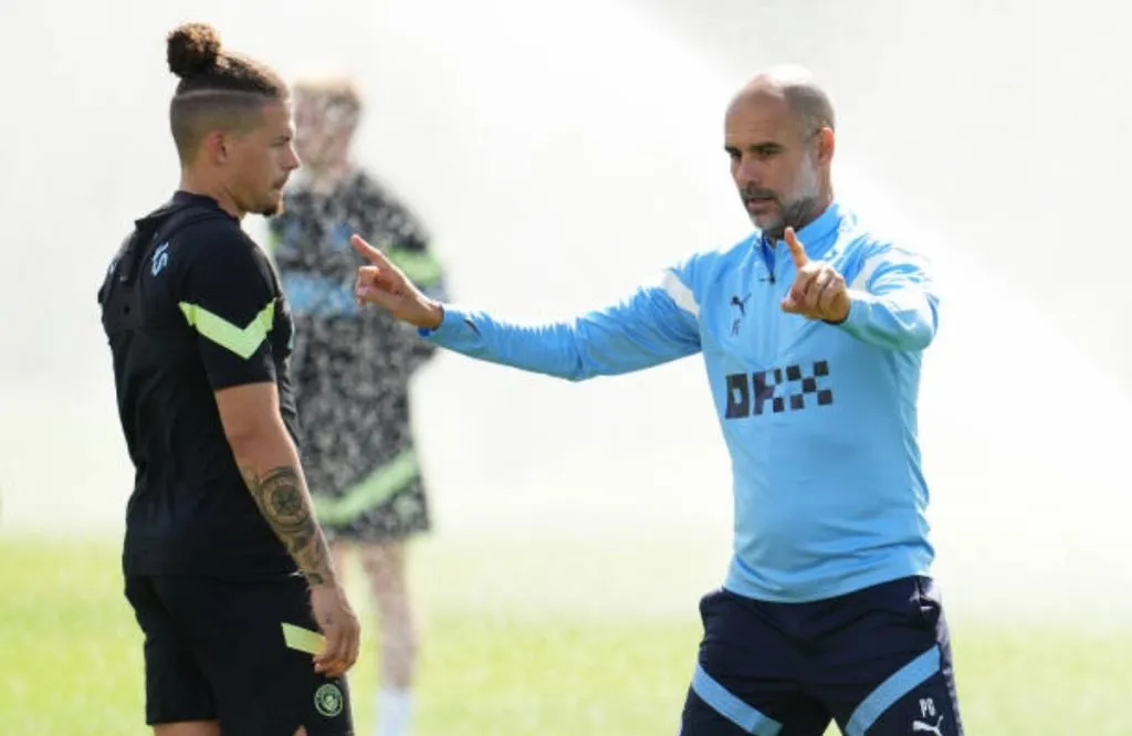 Kalvin Phillips y Pep Guardiola: Getty