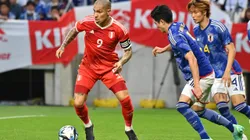 SUITA, JAPAN - JUNE 20: Paolo Guerrero of Peru controls the ball against Shogo Taniguchi of Japan during the international friendly match between Japan and Peru at Panasonic Stadium Suita on June 20, 2023 in Suita, Osaka, Japan. (Photo by Kenta Harada/Getty Images)