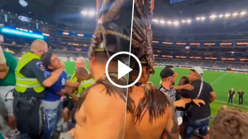 Después del México vs. Costa Rica un hombre forcejeó con una mujer por la camiseta de Jesús Gallardo.