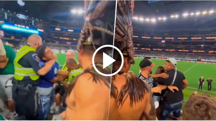 Después del México vs. Costa Rica un hombre forcejeó con una mujer por la camiseta de Jesús Gallardo.