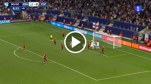 España desperdició un penal en el último minuto de la Final de la Euro Sub 21 con Inglaterra. Captura de pantalla.