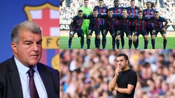 Joan Laporta, Xavi Hernández y jugadores Barcelona.