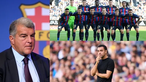 Joan Laporta, Xavi Hernández y jugadores Barcelona.