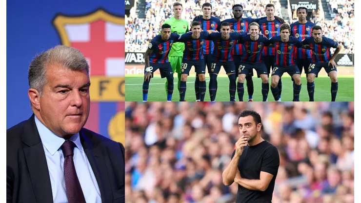Joan Laporta, Xavi Hernández y jugadores Barcelona.