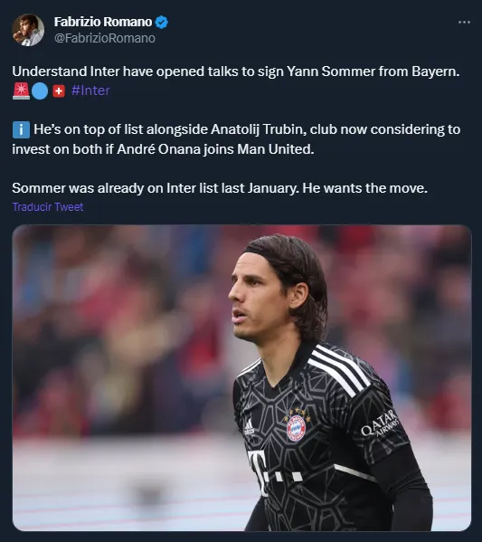 Sommer, en charlas con Inter (Twitter @FabrizioRomano).