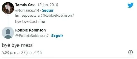 El mensaje que se viralizó sobre la burla contra Messi en 2016.