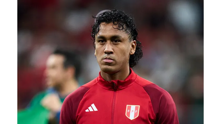 MADRID, SPAIN - MARCH 28: Renato Tapia of Peru looks on prior to the international friendly game between Morocco and Peru at Civitas Metropolitan Stadium on March 28, 2023 in Madrid, Spain. (Photo by Alex Caparros/Getty Images)