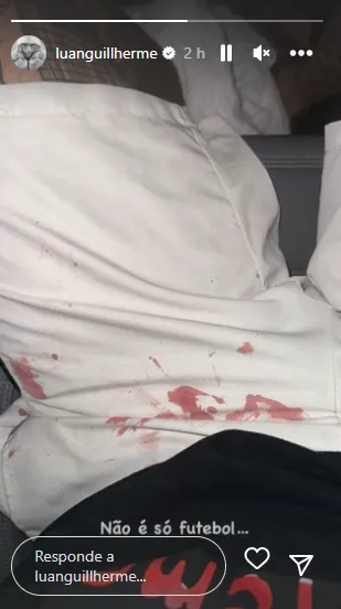 Así quedó la ropa de Luan tras el hecho (Instagram).