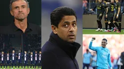 Luis Enrique, jugadores PSG y Nasser Al-Khelaifi.