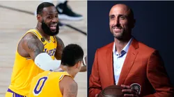 LeBron James, Kyle Kuzma y Manu Ginóbili.