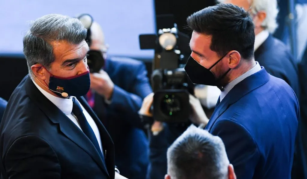 Joan Laporta y Lionel Messi: Getty