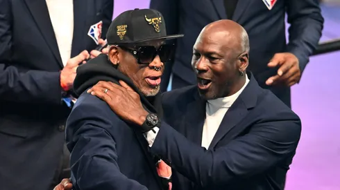 Dennis Rodman y Michael Jordan.
