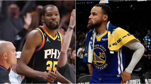 Kevin Durant y Stephen Curry en la NBA 2023.