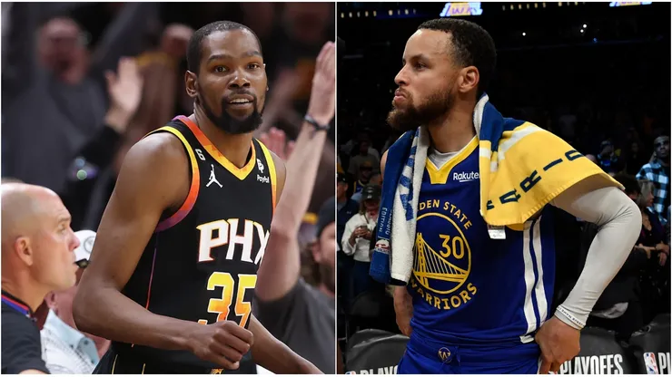Kevin Durant y Stephen Curry en la NBA 2023.