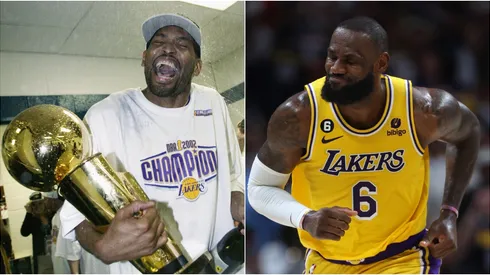 LeBron James (der.), estrella de Los Angeles Lakers.