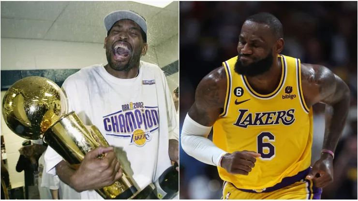 LeBron James (der.), estrella de Los Angeles Lakers.
