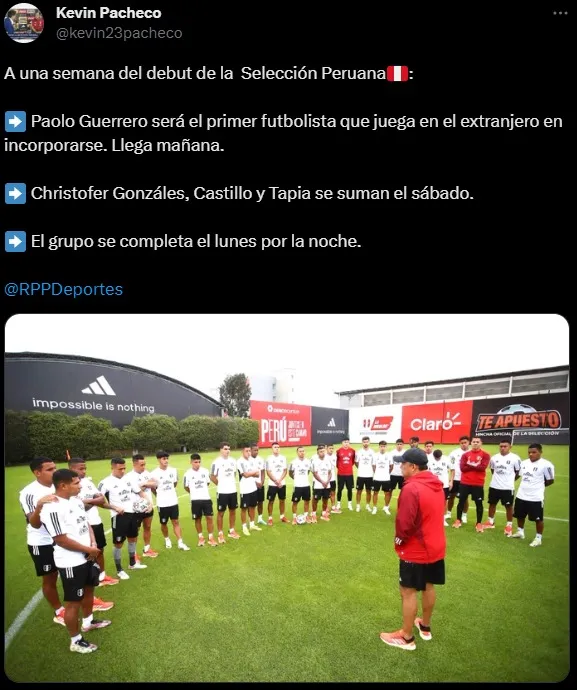 Reynoso dirigiendo una práctica. (Foto: Selección Peruana Prensa)