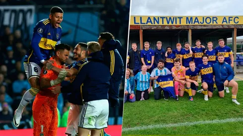 El Llantwit Major FC se motiva de cara a su compromiso con el Trefelin con los penales de Boca Juniors frente a Racing Club por la Copa Libertadores. Foto: @Libertadores y @LlantwitMajorFC