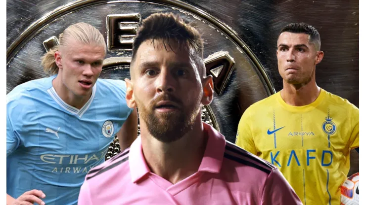 Erling Haaland, Lionel Messi y Cristiano Ronaldo.