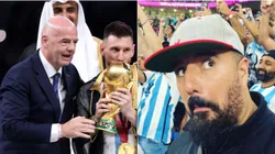 Gianni Infantino, Lionel Messi y Álvaro Morales.