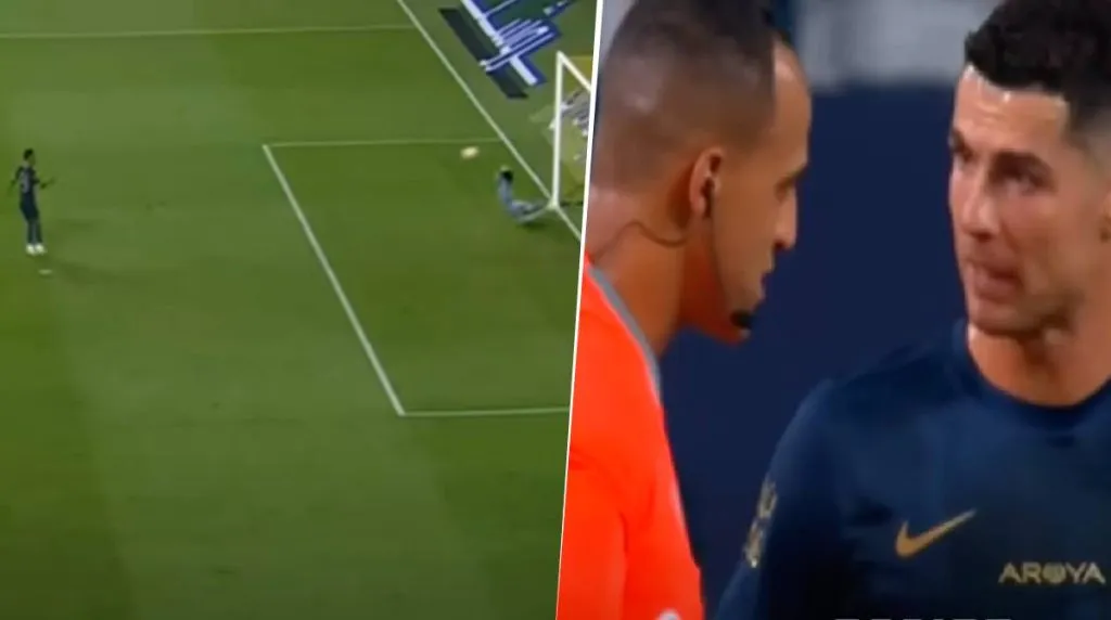 El penal errado por Abdulrahman Ghareeb y el reclamo de Cristiano Ronaldo. Foto: captura de transmisión.