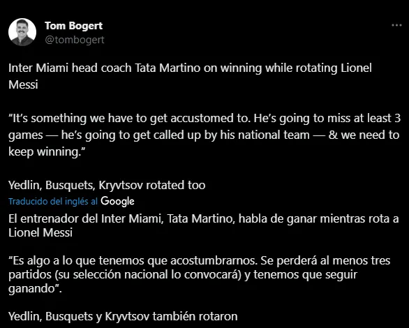 (Partidos que se perderia Messi en Inter Miami. Foto: tombogert)