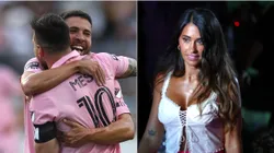 Lionel Messi, Jordi Alba y Antonela Roccuzzo.