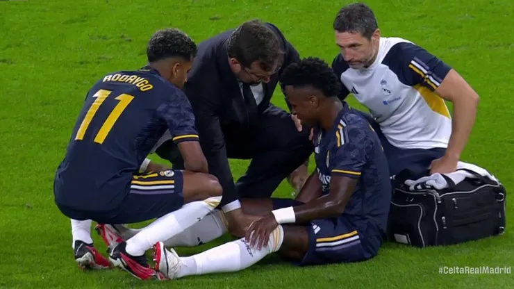 Vinícius tuvo que dejar el campo de Balaídos a los 18 minutos.