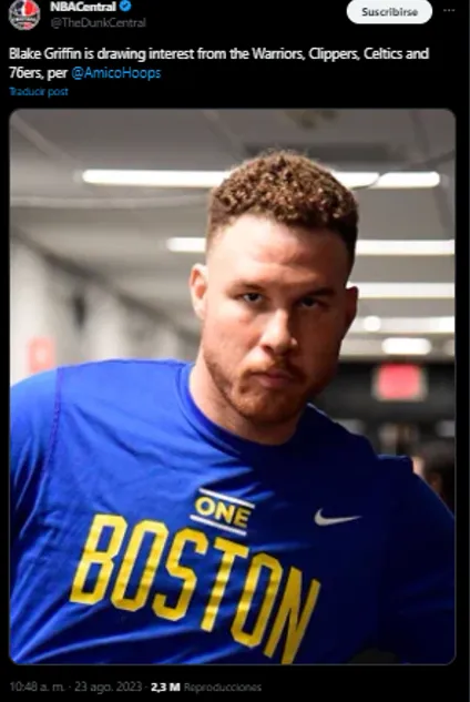 Blake Griffin suena para Warriors (Foto: Twitter / @TheDunkCentral)