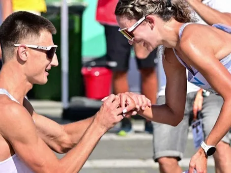 Propuesta mundialista: llegó primero, la espero en la meta y le pidió casamiento