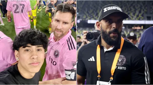 Lionel Messi y guardia de seguridad del Inter Miami.
