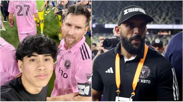 Lionel Messi y guardia de seguridad del Inter Miami.