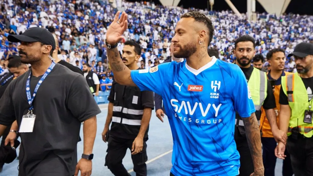 Neymar, en su presentación en Al Hilal (Getty Images).