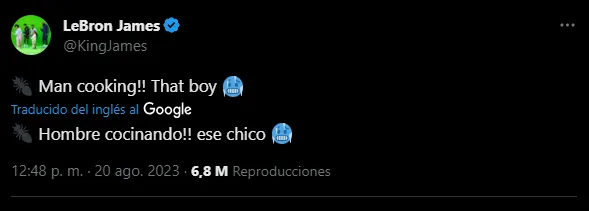 LeBron sobre Anthony Edwards (Foto: Twitter (X) @KingJames)