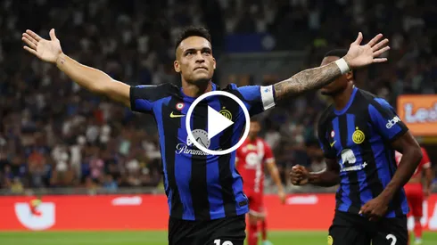 El festejo de Lautaro Martínez tras el gol ante Monza.