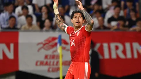 SUITA, JAPAN - JUNE 20: Gianluca Lapadula of Peru reacts after his goal is disallowed due to offside during the international friendly match between Japan and Peru at Panasonic Stadium Suita on June 20, 2023 in Suita, Osaka, Japan. (Photo by Kenta Harada/Getty Images)