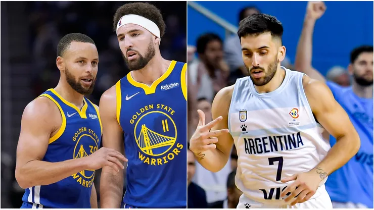 Stephen Curry, Klay Thompson y Facundo Campazzo.