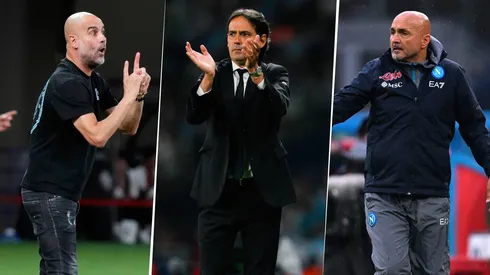 Josep Guardiola, Simone Inzaghi y Luciano Spalletti competirán en la terna como Mejor Entrenador de la UEFA 2022/2023. Getty Images.