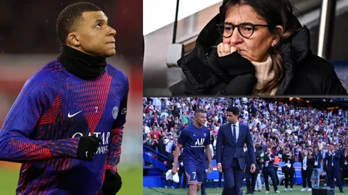 Kylian Mbappé, Fayza Lamari y Nasser Al-Khelaifi.