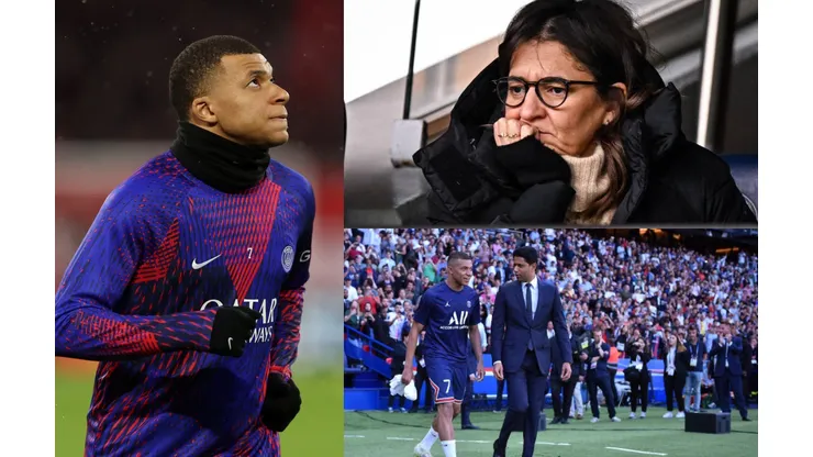 Kylian Mbappé, Fayza Lamari y Nasser Al-Khelaifi.