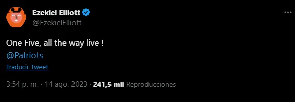 Elliot confirma que irá a los Patriots (Foto: Twitter / @EzekiellElliott)