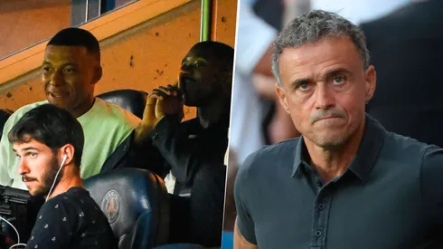 Mbappé y Dembélé, de un lado; y un preocupado Luis Enrique del otro.